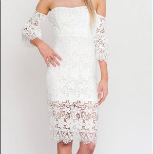 New White Lace off shoulder dress